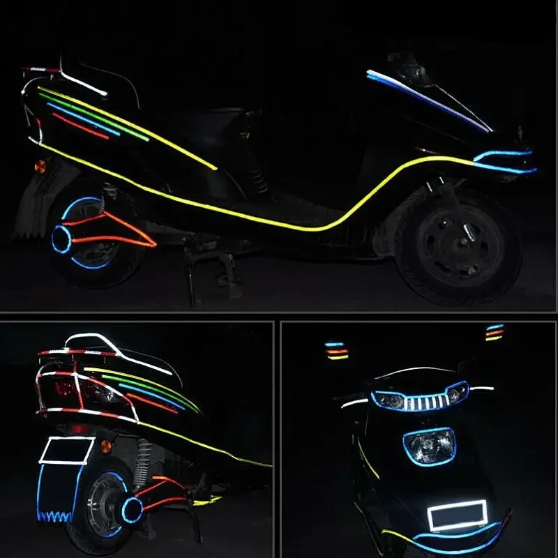 8M Glow-in-Dark Reflective Tape - Self-Adhesive Safety Sticker for Bike/Motorcycle Body, Waterproof Vinyl Night Visibility Kit