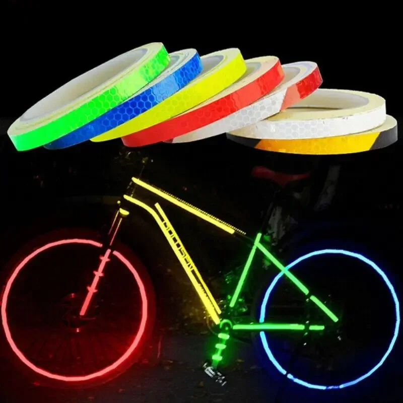 8M Glow-in-Dark Reflective Tape - Self-Adhesive Safety Sticker for Bike/Motorcycle Body, Waterproof Vinyl Night Visibility Kit