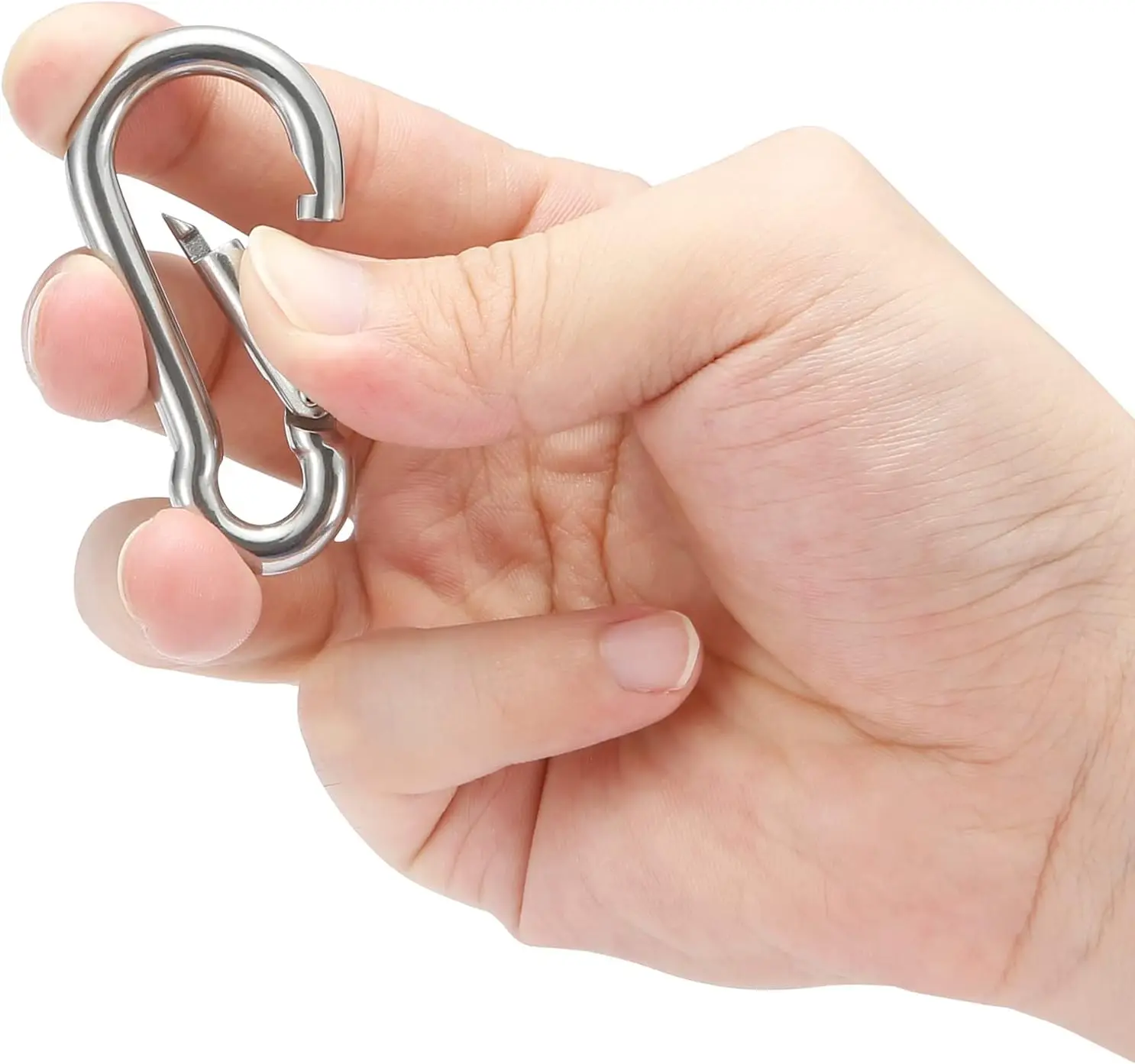 10Pcs 304 Stainless Steel Carabiner Clip M4 M5 M6 M7 M8 Heavy Duty Spring Snap Quick Link Lock Ring Hook for Camping Hiking