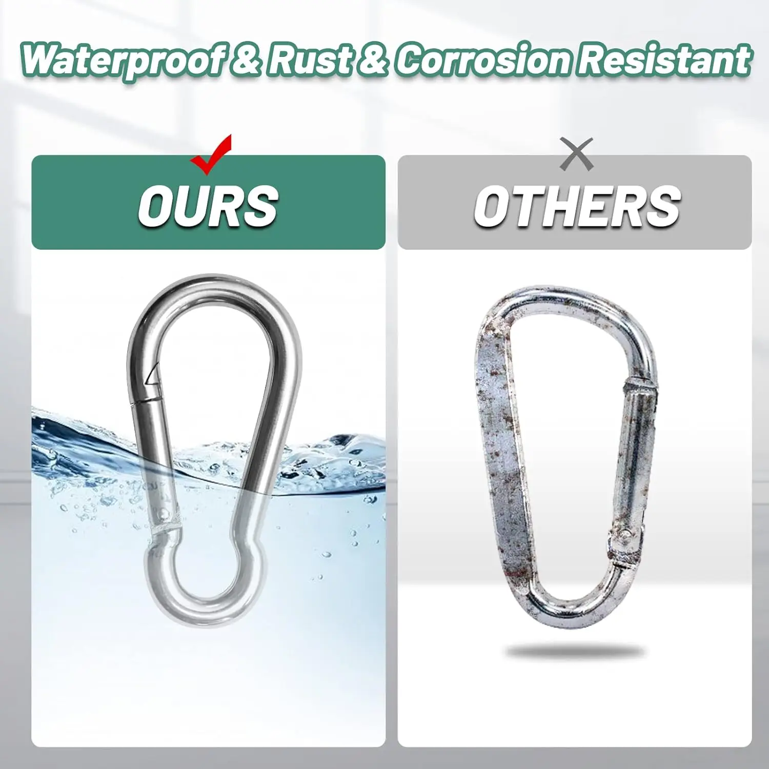 10Pcs 304 Stainless Steel Carabiner Clip M4 M5 M6 M7 M8 Heavy Duty Spring Snap Quick Link Lock Ring Hook for Camping Hiking