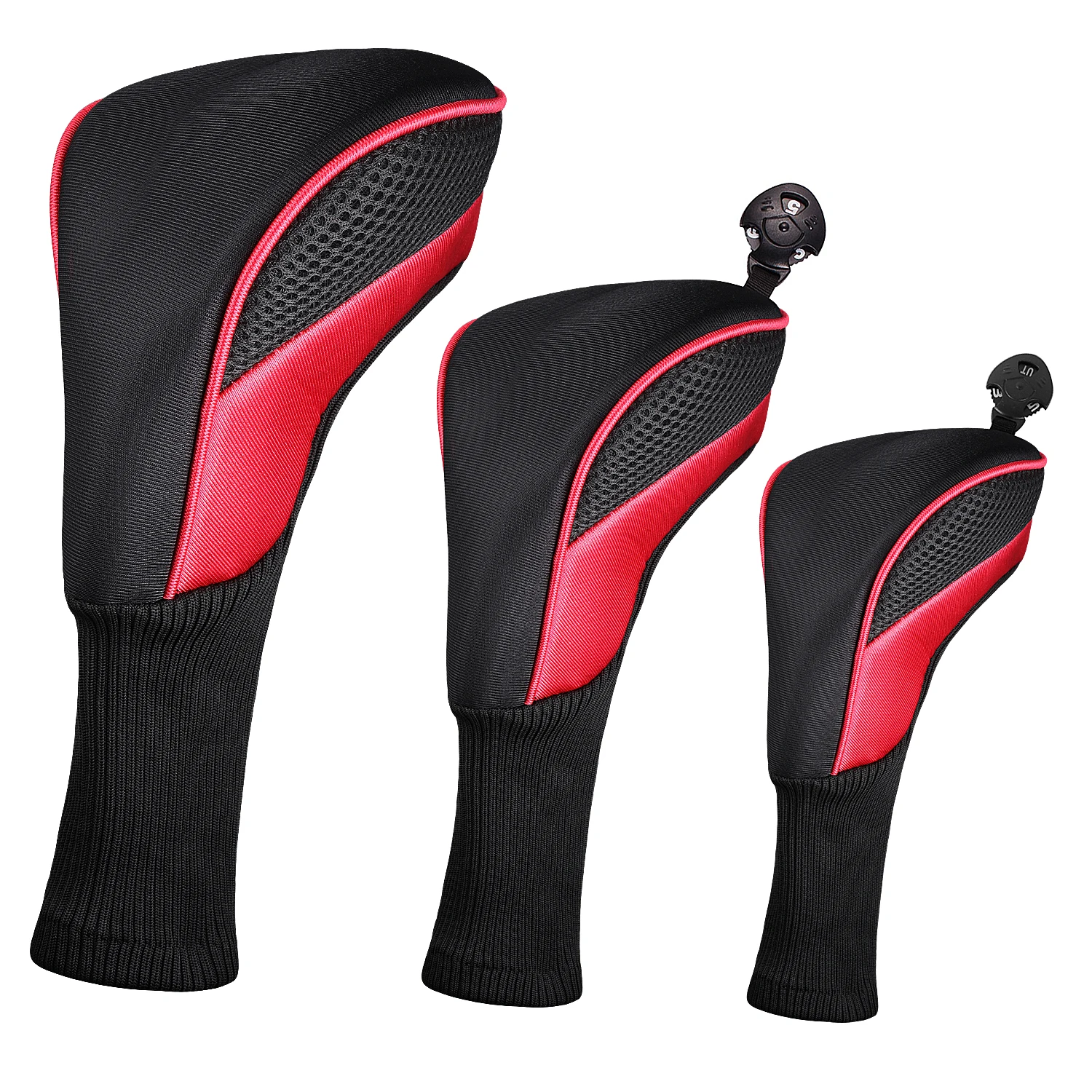 3Pcs/Set of Long-necked Golf Club Head Covers Numbered Wooden Club Head Covers Durable Golf Club Protectors and Golf Accessories