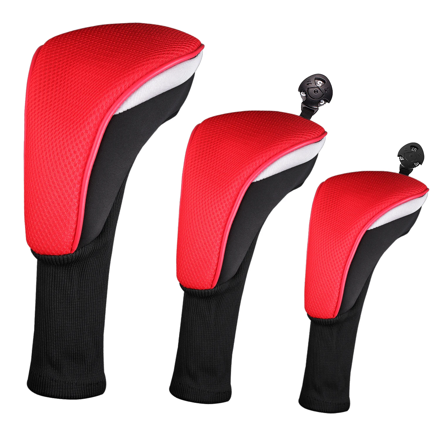3Pcs/Set of Long-necked Golf Club Head Covers Numbered Wooden Club Head Covers Durable Golf Club Protectors and Golf Accessories