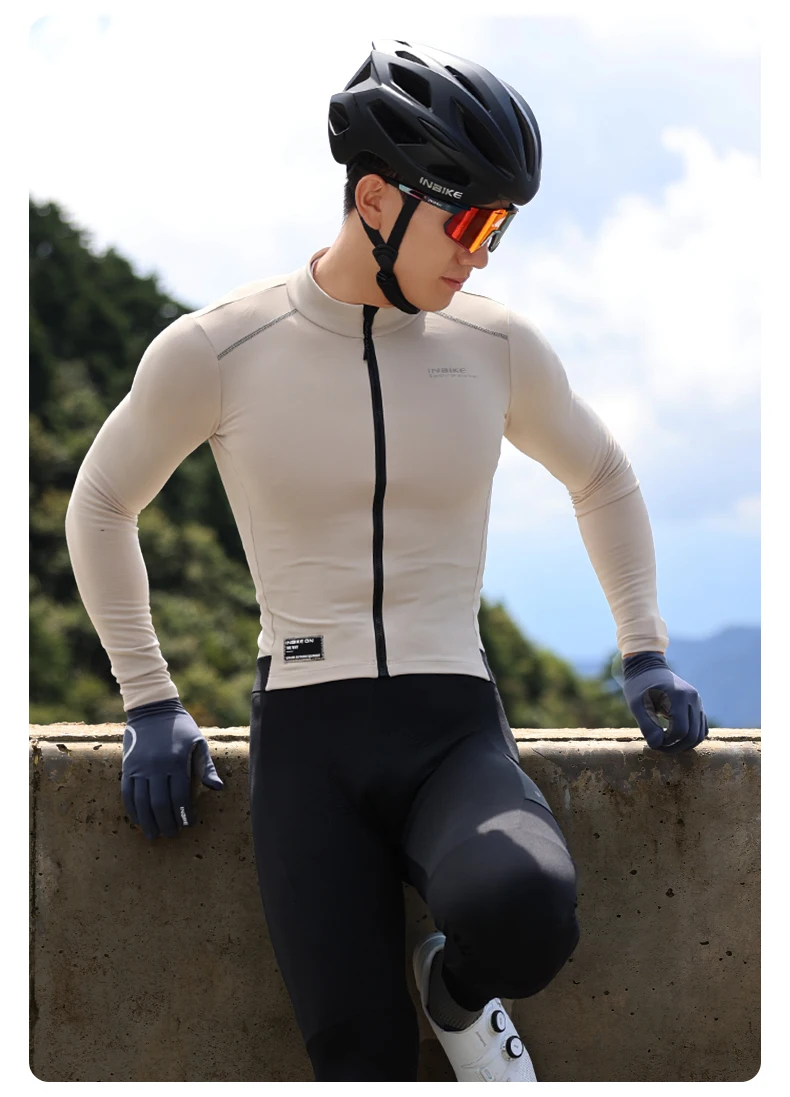 INBIKE Winter Thermal Cycling Jersey Set Men's Breathable Long Sleeve Bike Shirt Bib Pants Mountain Bike Clothing for Men Riding