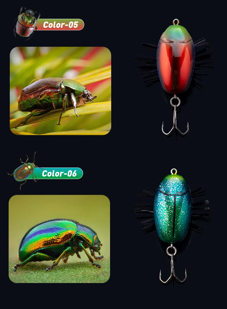 Kingdom Microbeetle Artificial Topwater Insect Fishing Lure 1.8g 3.3g Treble Hook 14# 12# Floating Wobblers Insect bait Notobug