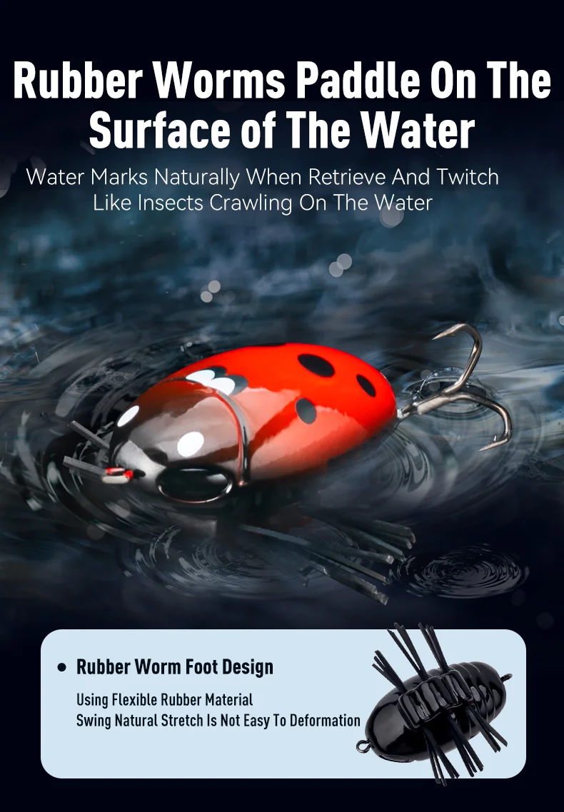 Kingdom Microbeetle Artificial Topwater Insect Fishing Lure 1.8g 3.3g Treble Hook 14# 12# Floating Wobblers Insect bait Notobug