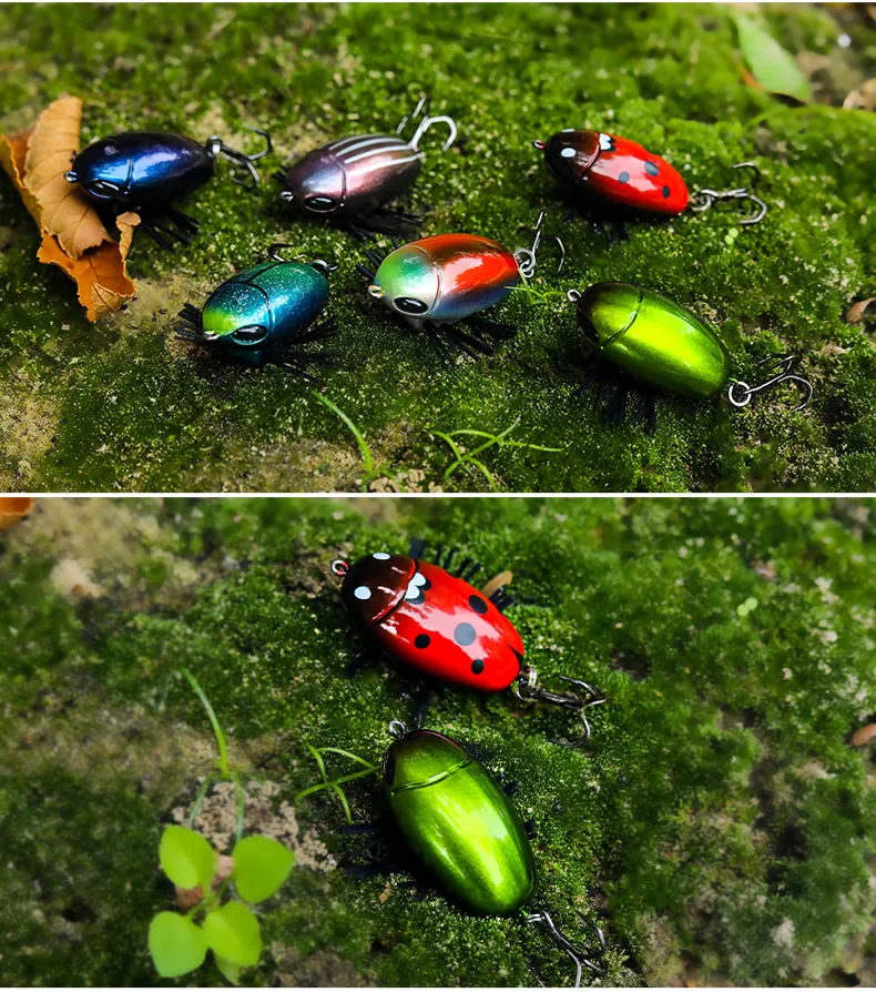 Kingdom Microbeetle Artificial Topwater Insect Fishing Lure 1.8g 3.3g Treble Hook 14# 12# Floating Wobblers Insect bait Notobug