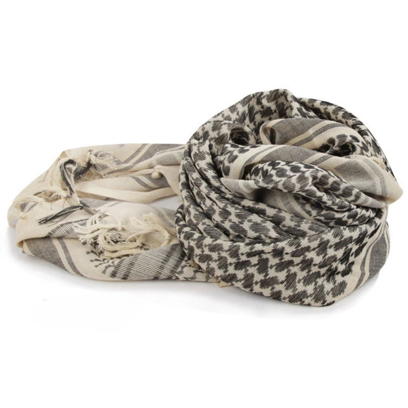 Tactical Hunting Scarf Shemagh Tactical Desert Keffiyeh Head Neck Scarf Arab Wrap with Tassel 43x43 Inches