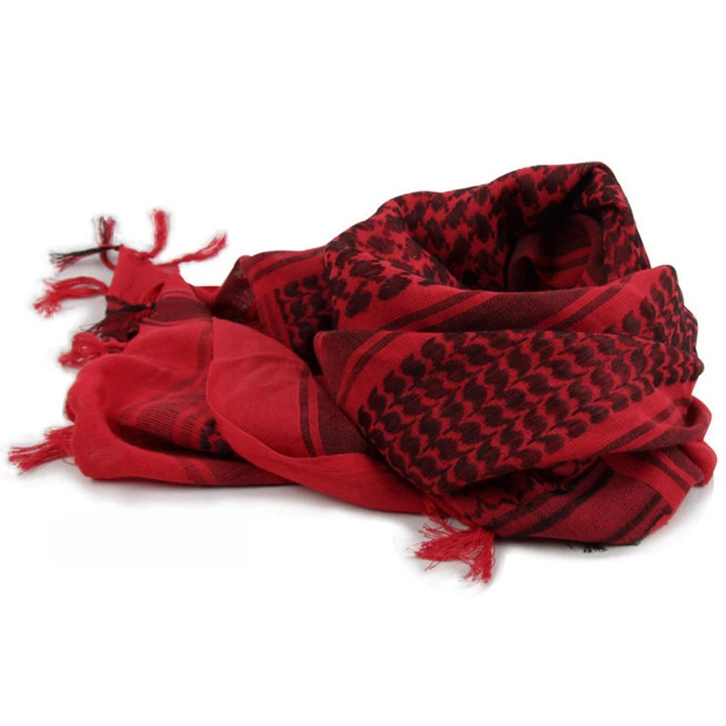 Tactical Hunting Scarf Shemagh Tactical Desert Keffiyeh Head Neck Scarf Arab Wrap with Tassel 43x43 Inches