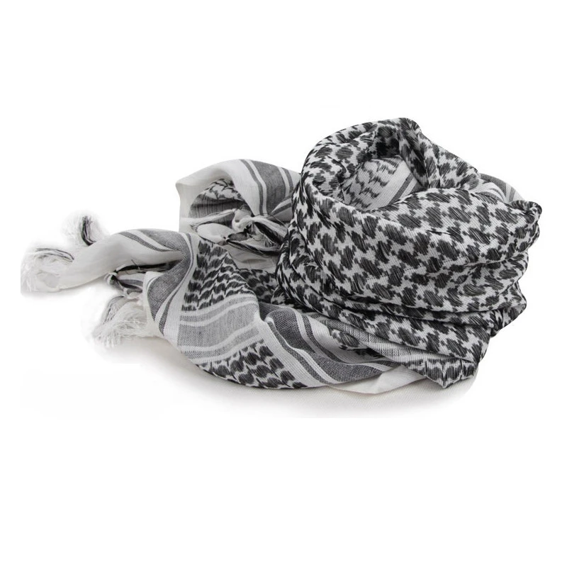 Tactical Hunting Scarf Shemagh Tactical Desert Keffiyeh Head Neck Scarf Arab Wrap with Tassel 43x43 Inches