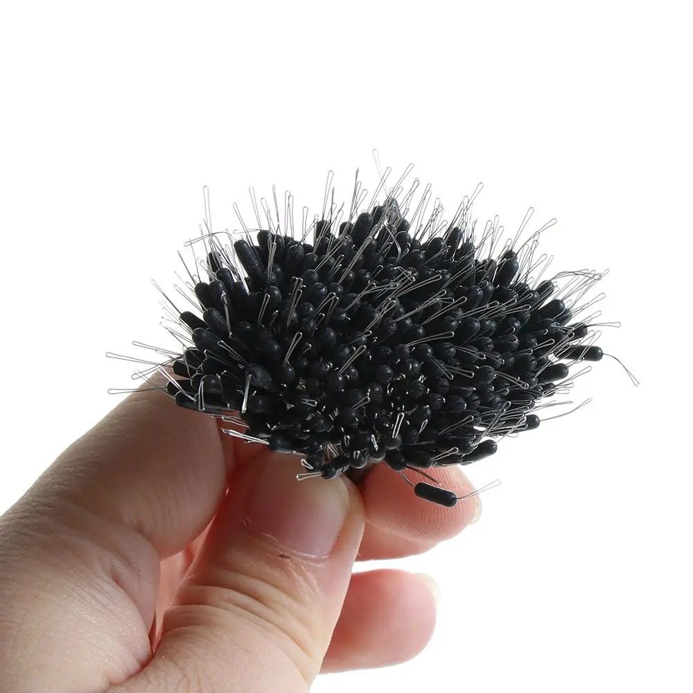 300pcs/pack Black Float Fishing Bobber Silicone Stopper Space Bean Connector Fishing Line Resistance Fishing Accessories