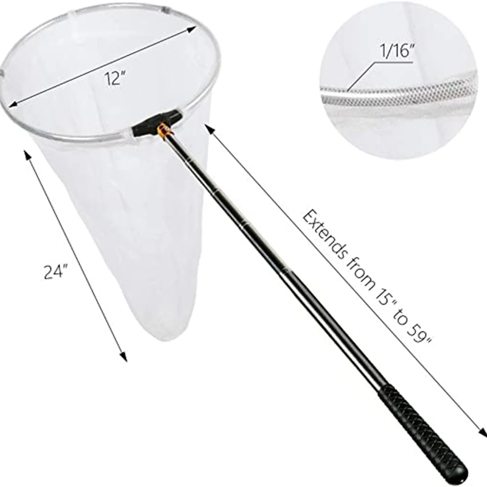 Stainless Steel Fast Folding Hand Nets Beach Retractable Dragonfly Ultra-short Butterfly Insect Net Bag Catching Small Fish
