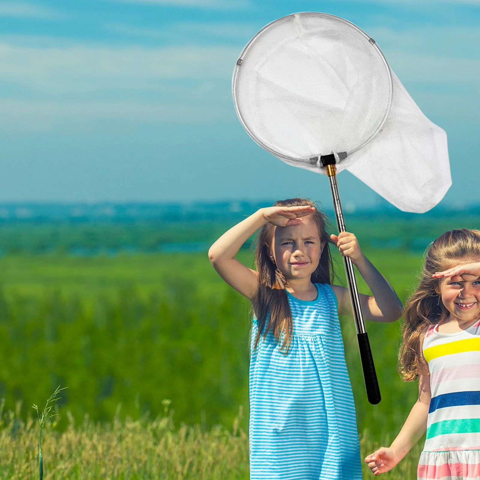 Stainless Steel Fast Folding Hand Nets Beach Retractable Dragonfly Ultra-short Butterfly Insect Net Bag Catching Small Fish