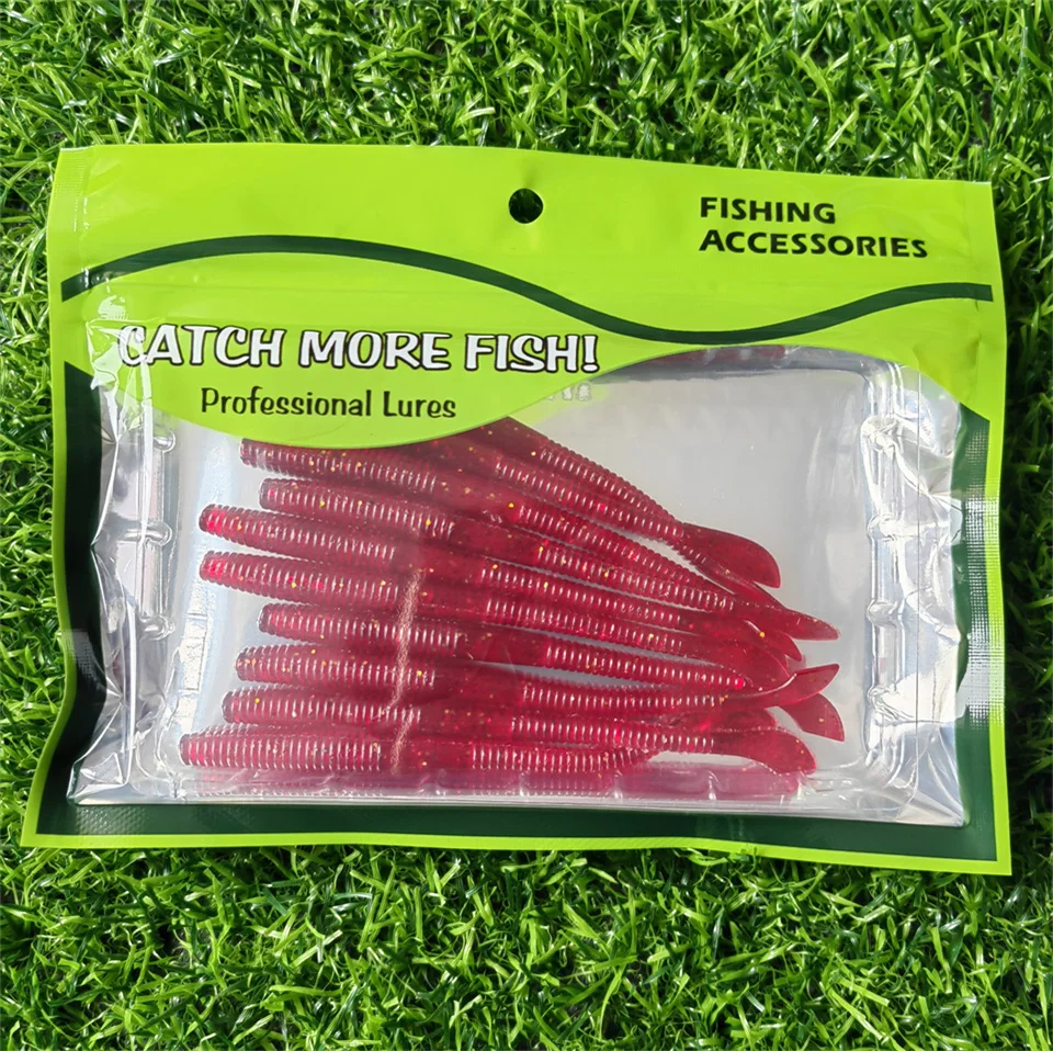 MUKUN 10PCS Stick Soft Bait 10cm 2.3g Silicone Worm Sinking Minnow Swimbait Wobblers Freshwater Bass Pike Soft Fishing Lures