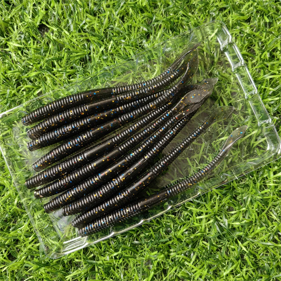MUKUN 10PCS Stick Soft Bait 10cm 2.3g Silicone Worm Sinking Minnow Swimbait Wobblers Freshwater Bass Pike Soft Fishing Lures
