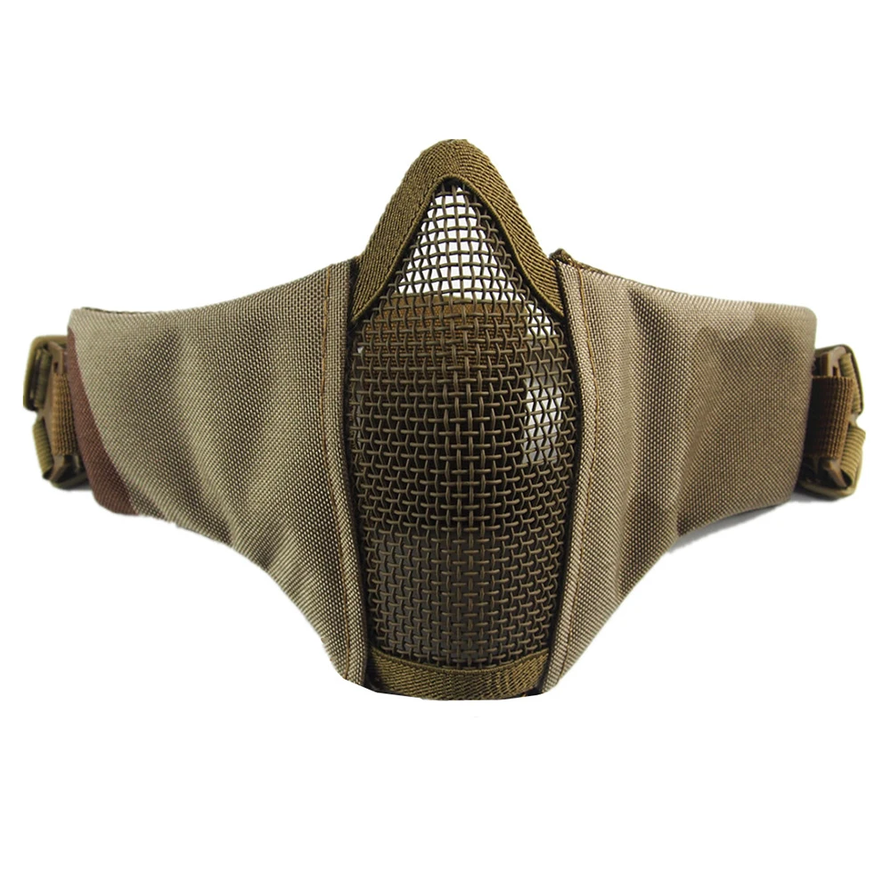 Half Face Metal Steel Airsoft Mask Hunting Tactical Net Mesh Mask CS Protective Halloween Party Half Face Paintball Masks