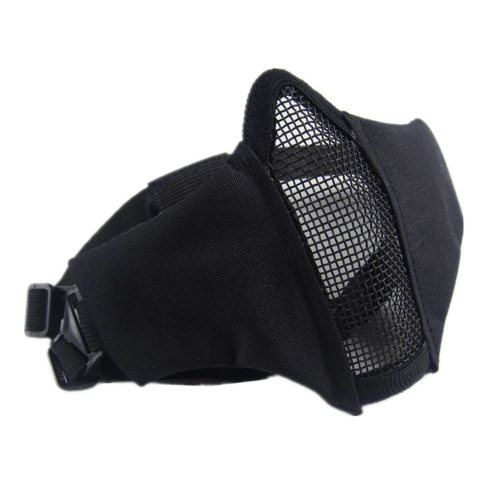 Half Face Metal Steel Airsoft Mask Hunting Tactical Net Mesh Mask CS Protective Halloween Party Half Face Paintball Masks
