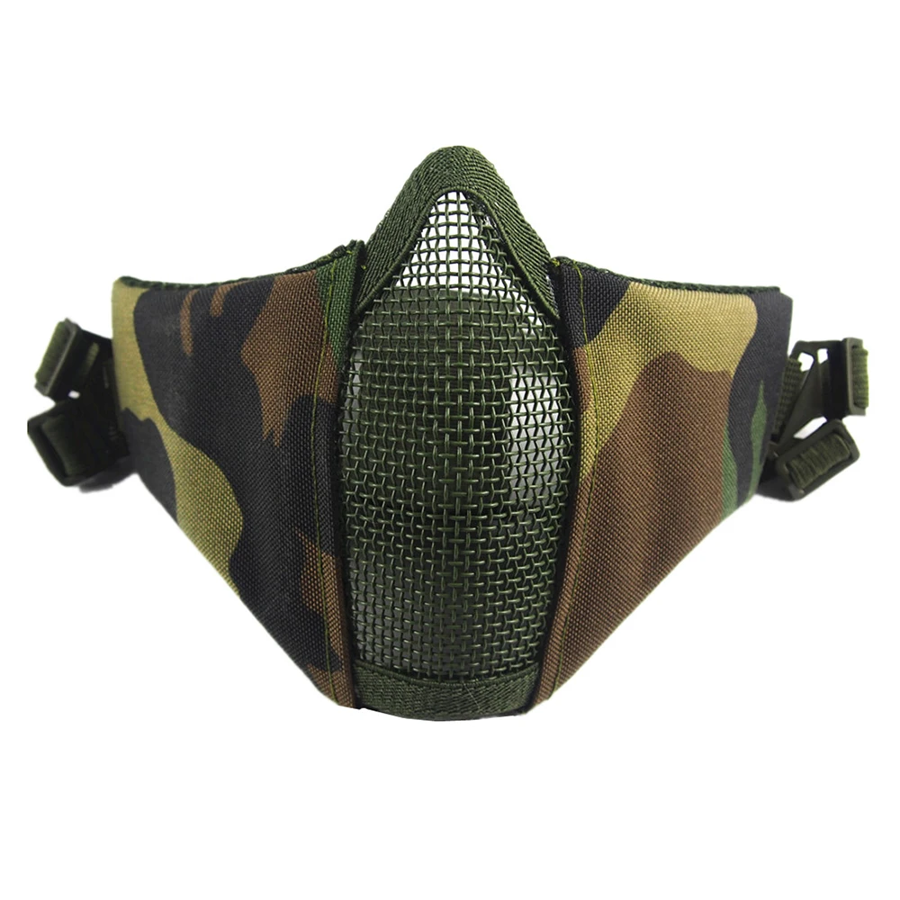 Half Face Metal Steel Airsoft Mask Hunting Tactical Net Mesh Mask CS Protective Halloween Party Half Face Paintball Masks