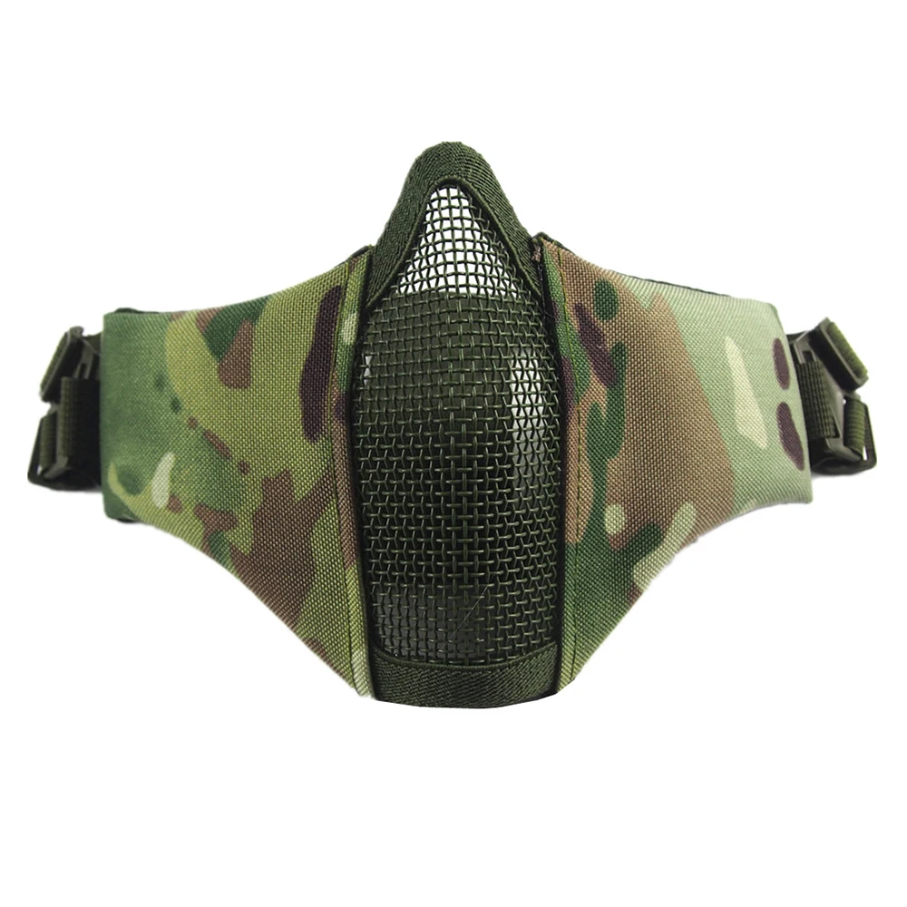 Half Face Metal Steel Airsoft Mask Hunting Tactical Net Mesh Mask CS Protective Halloween Party Half Face Paintball Masks