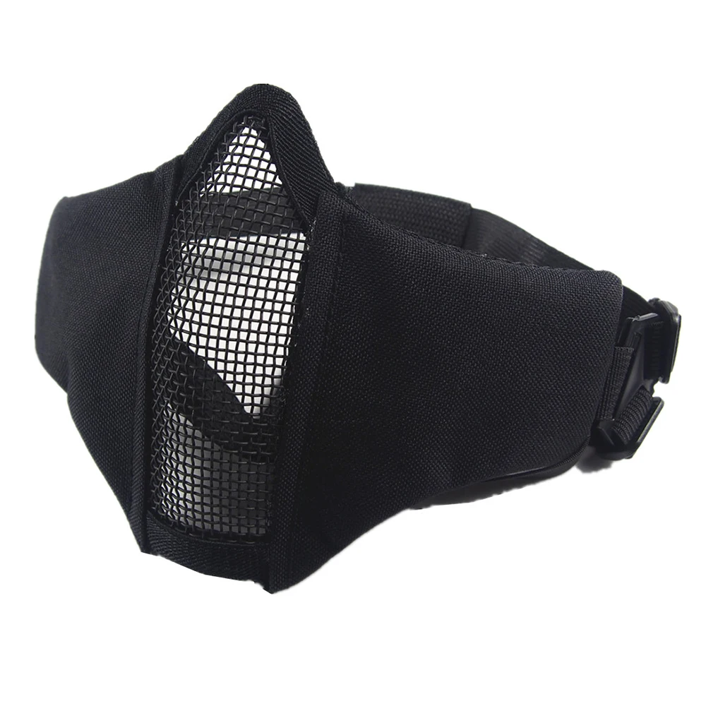 Half Face Metal Steel Airsoft Mask Hunting Tactical Net Mesh Mask CS Protective Halloween Party Half Face Paintball Masks
