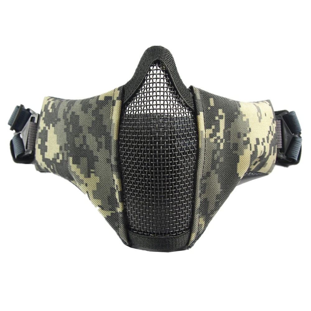 Half Face Metal Steel Airsoft Mask Hunting Tactical Net Mesh Mask CS Protective Halloween Party Half Face Paintball Masks