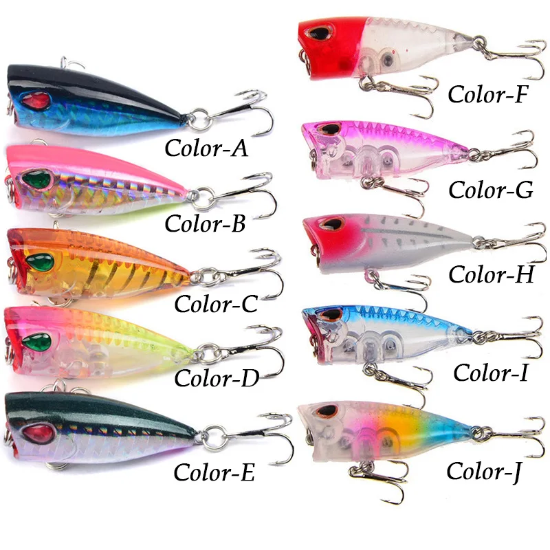 YUCONG 1PC Mini Popper Fishing Lure 4cm-3.5g Floating Poper Bait Top Water Bait Crankbait Wobbler Artificial Swimbait Minnow