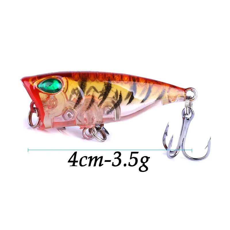 YUCONG 1PC Mini Popper Fishing Lure 4cm-3.5g Floating Poper Bait Top Water Bait Crankbait Wobbler Artificial Swimbait Minnow