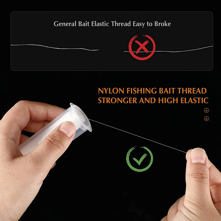 2Pcs Bait Elastic Thread 0.2 mm Length 656 ft Per Spool Stretchy Invisible Fishing Line Clear Fishing Thread