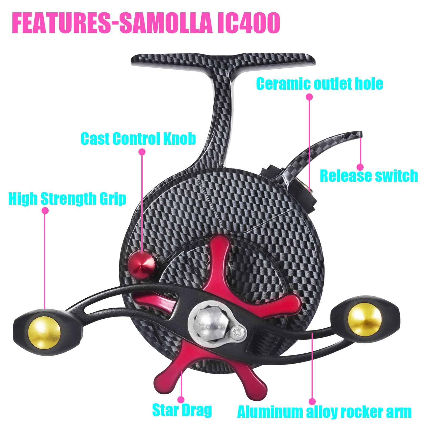 SAMOLLA New Ice Fishing Reels Winter Coil High-foot 3.5:1 Portable Ultra Smooth Magnetic Drop System Inline Ice Reel 8KG Drag