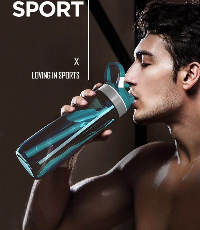 750ml Portable Sports Water Bottle With Straw For Camping Hiking Outdoor Plastic Transparent BPA Free Bottle For Men Drinkware