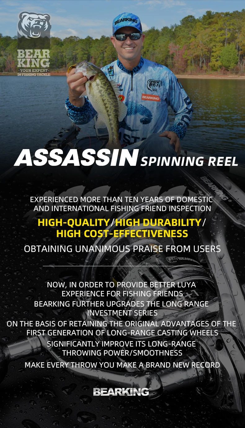 BEARKING brand New arrival Saltwater Fishing Reel Spinning 1000-6000 9+1BB 5.2:1 Max Drag 10-20KG Water-Proof Reels