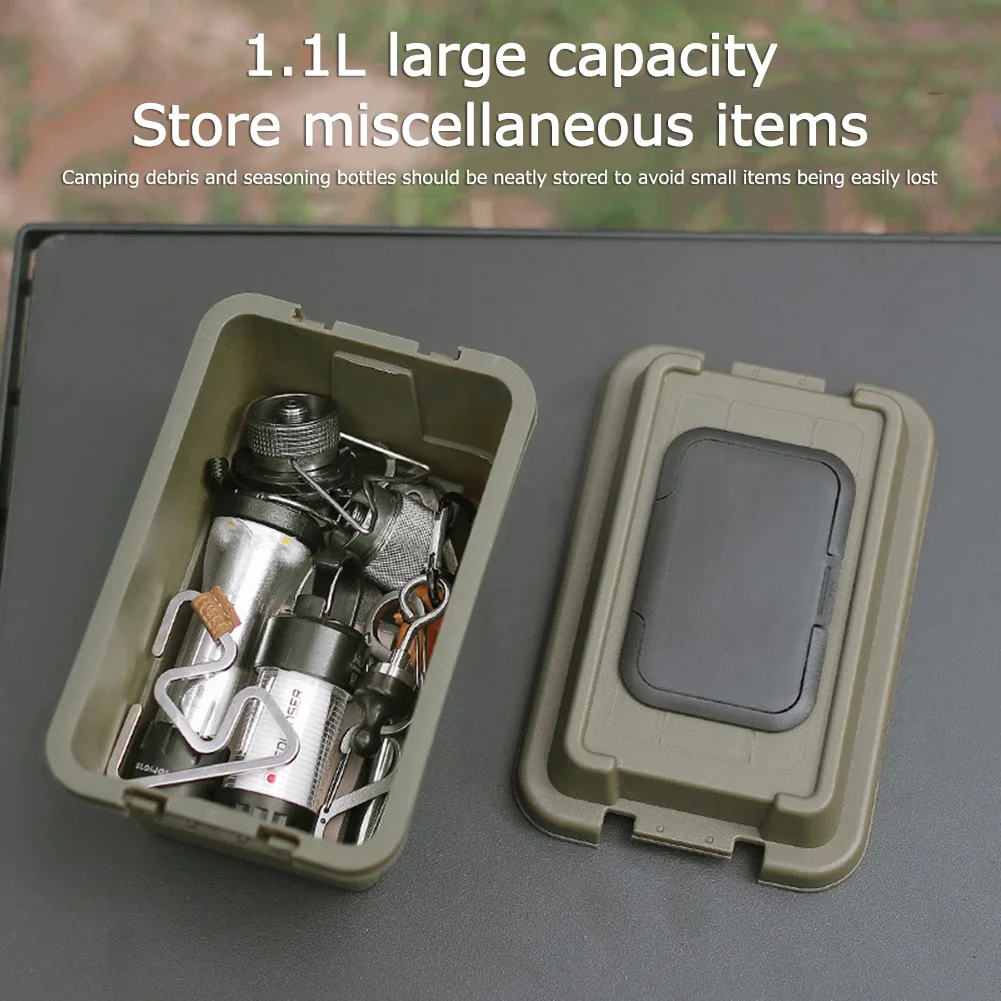 Outdoor Tissue Case Desktop Napkin Paper Storage Box Portable 1.1L Camping Picnic Seasoning Bottle Organizer Sundries Bucket