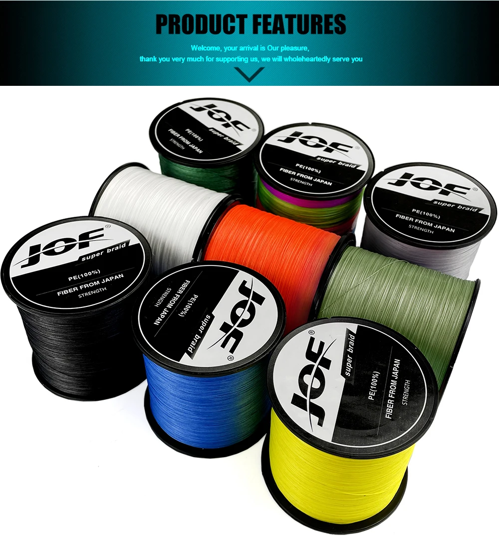 JOF Carp Fishing Line 8 Strands/4 Strands 500M/300M Braided Multifilament PE Cord Janpan Material 10-120LB