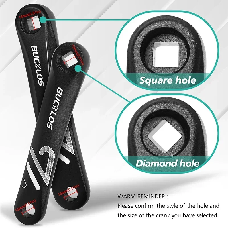 BUCKLOS Bike Crank Arm Square/Diamond/Spline Hole Cranks Aluminum Alloy E-Bike Crank 152mm 170mm 175mm Bicycle Crankset Parts