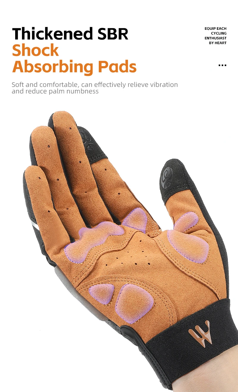 WEST BIKING Autumn Winter Men's Full Finger Cycling Gloves Anti-Slip Touch Screen Sports Gloves Thin Breathable /Thick Thermal
