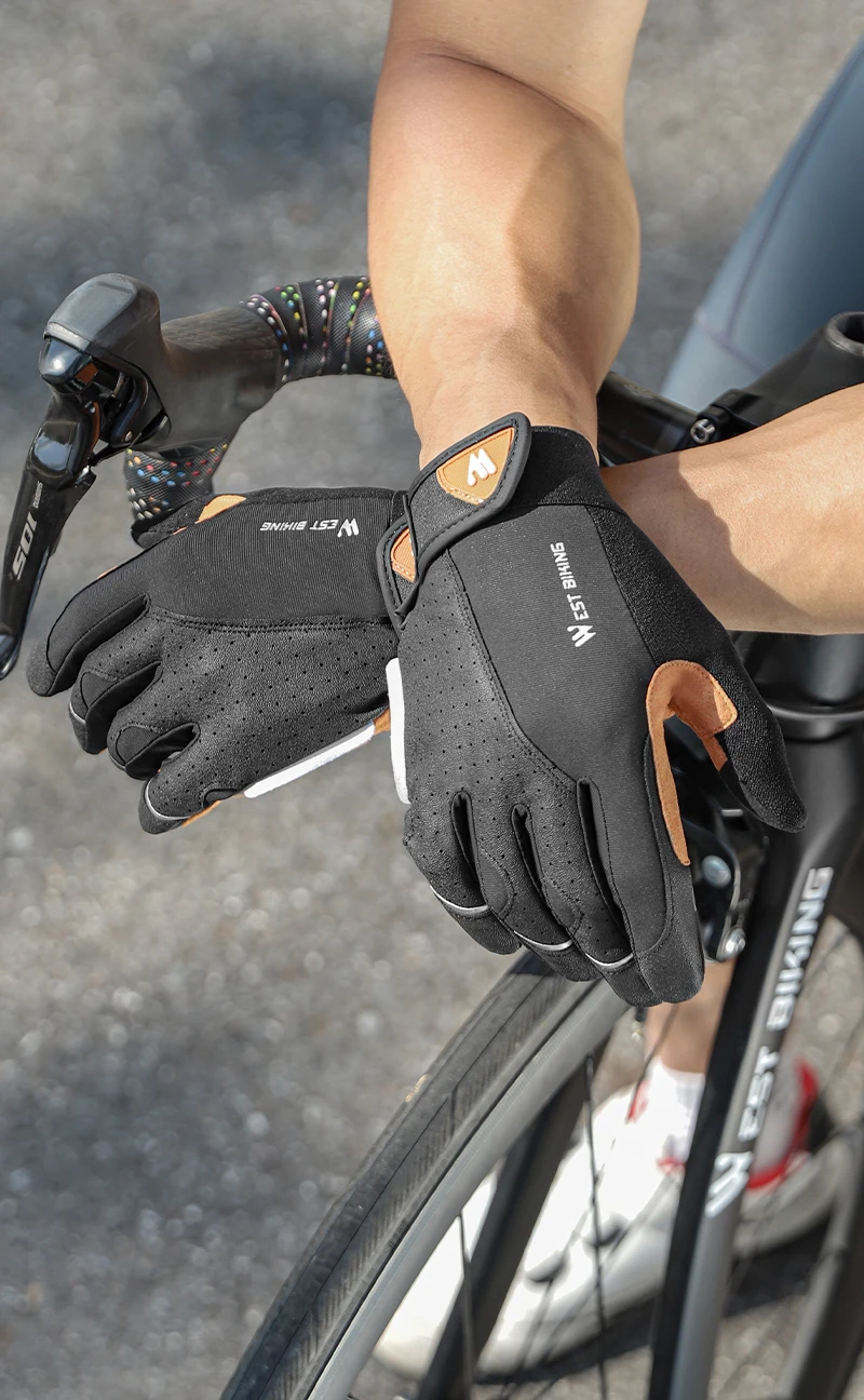 WEST BIKING Autumn Winter Men's Full Finger Cycling Gloves Anti-Slip Touch Screen Sports Gloves Thin Breathable /Thick Thermal