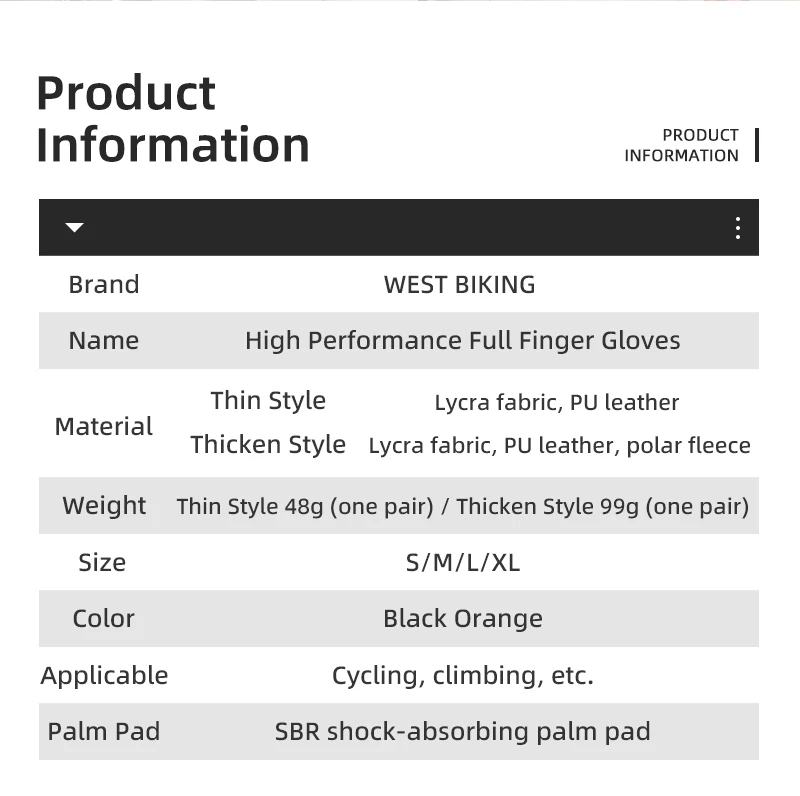 WEST BIKING Autumn Winter Men's Full Finger Cycling Gloves Anti-Slip Touch Screen Sports Gloves Thin Breathable /Thick Thermal