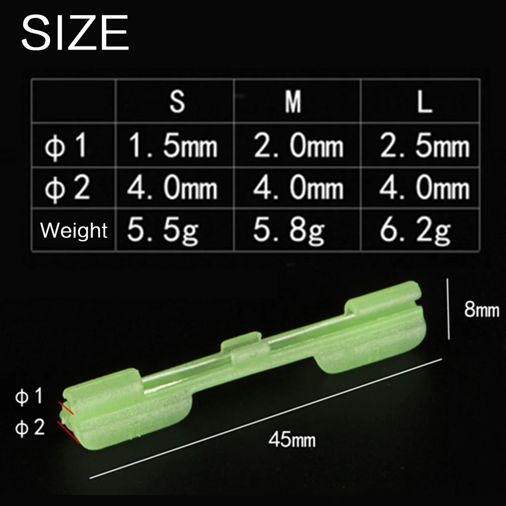 FLYSAND Night Fishing Light Stick Clip ABS Fishing Float Tip Light Holder Luminous Effect Light Stick Clip Card Holder 10PCS/Bag