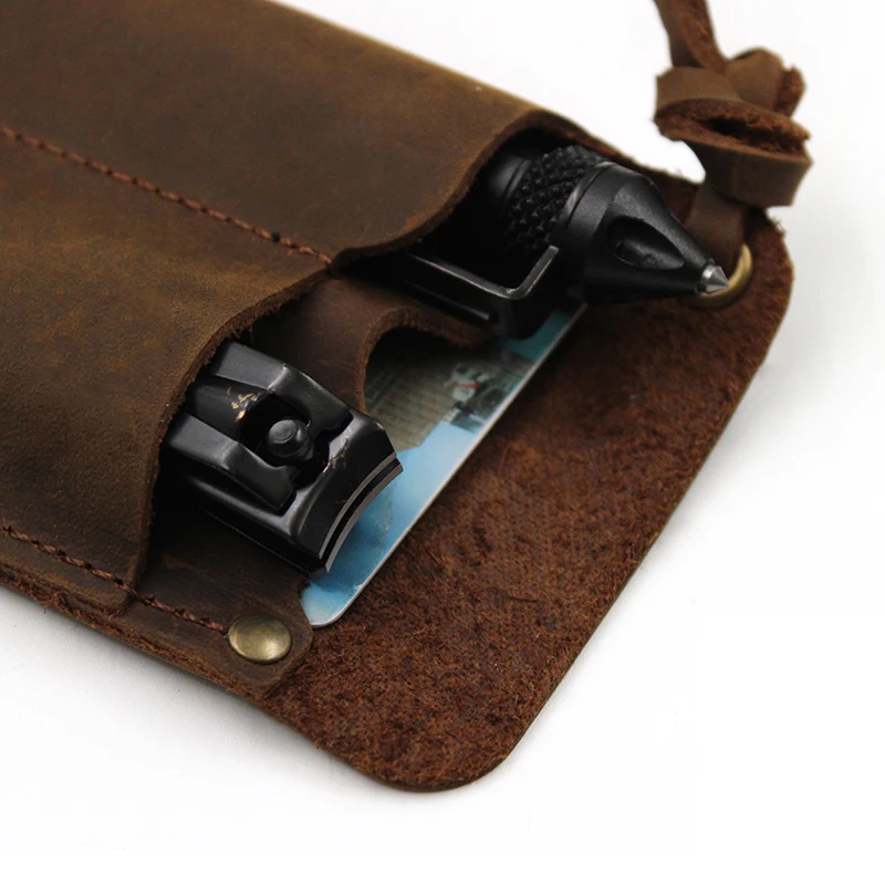 Genuine Leather EDC Organizer Sheath Handmade Tactical Tool Pouch Holster with Belt Clip Storage Bag