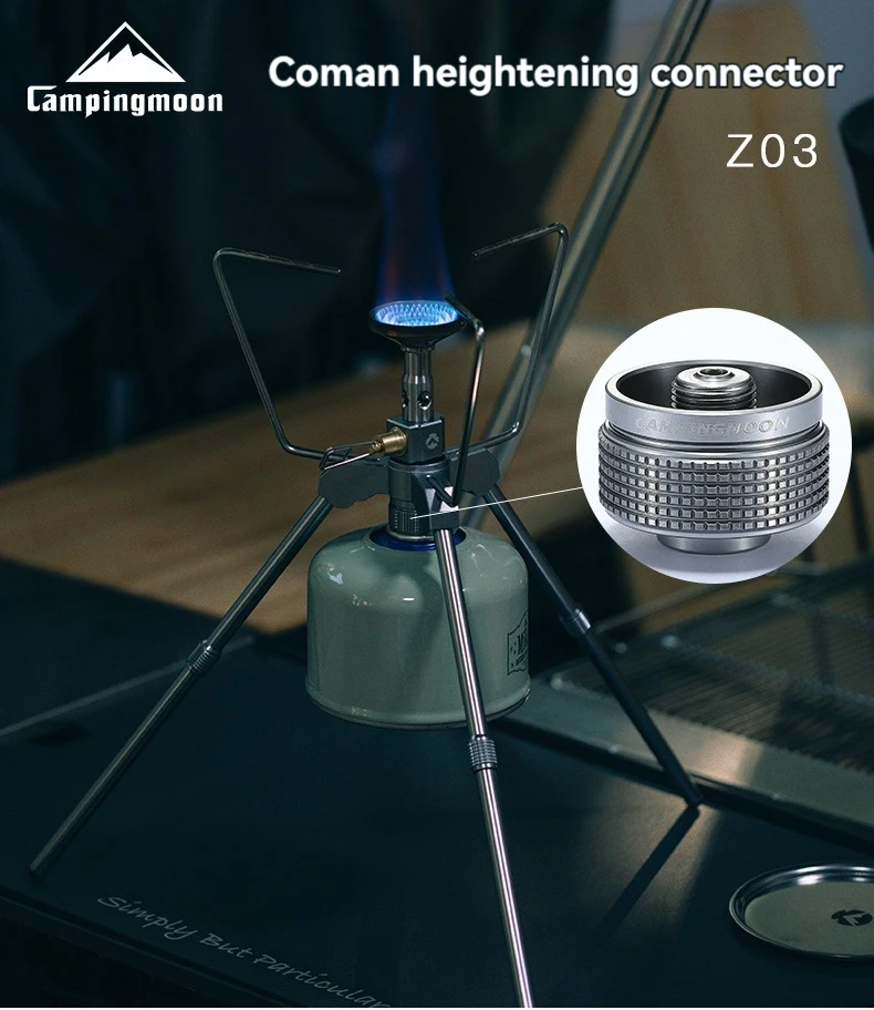 CAMPINGMOON Z03 Aluminum Alloy Camping Stove With Raised Joint High Mountain Flat Gas Tank Adapter Camping Kitchen Tool