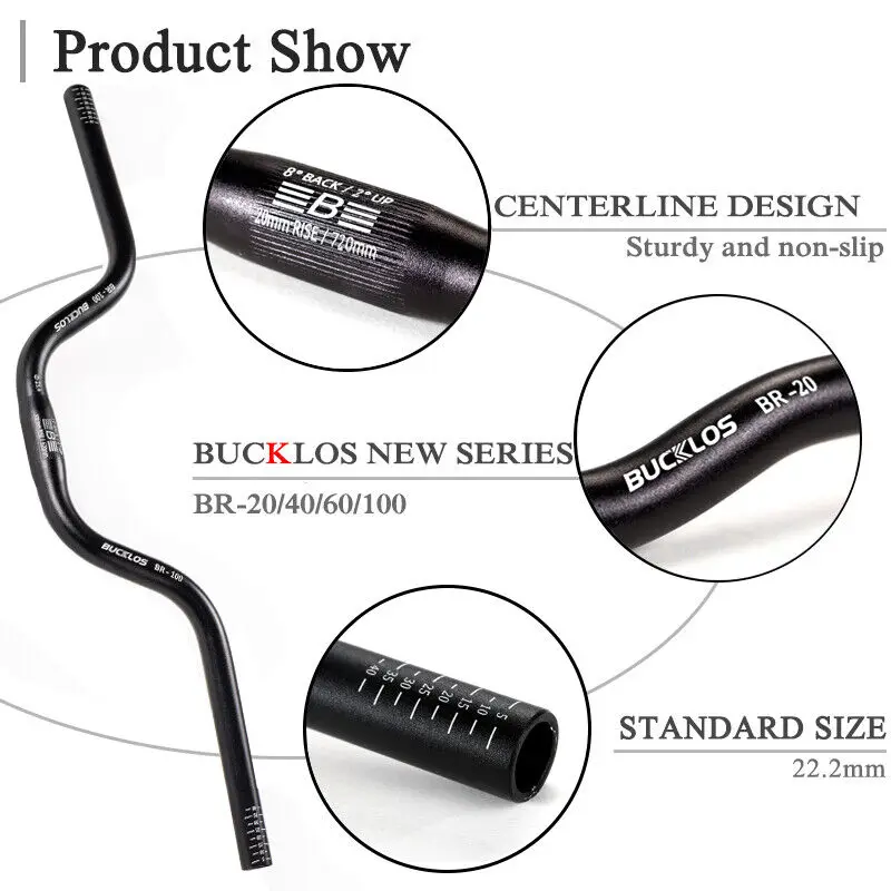 BUCKLOS MTB Handlebar 580/620/720/780MM Bicycle Swallow Handlebar 25.4MM 31.8MM Mountain Bike Handle Bar Aluminum Riser Bar