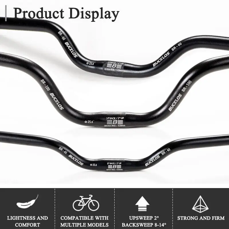 BUCKLOS MTB Handlebar 580/620/720/780MM Bicycle Swallow Handlebar 25.4MM 31.8MM Mountain Bike Handle Bar Aluminum Riser Bar