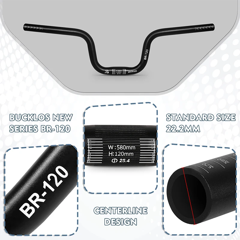 BUCKLOS MTB Handlebar 580/620/720/780MM Bicycle Swallow Handlebar 25.4MM 31.8MM Mountain Bike Handle Bar Aluminum Riser Bar
