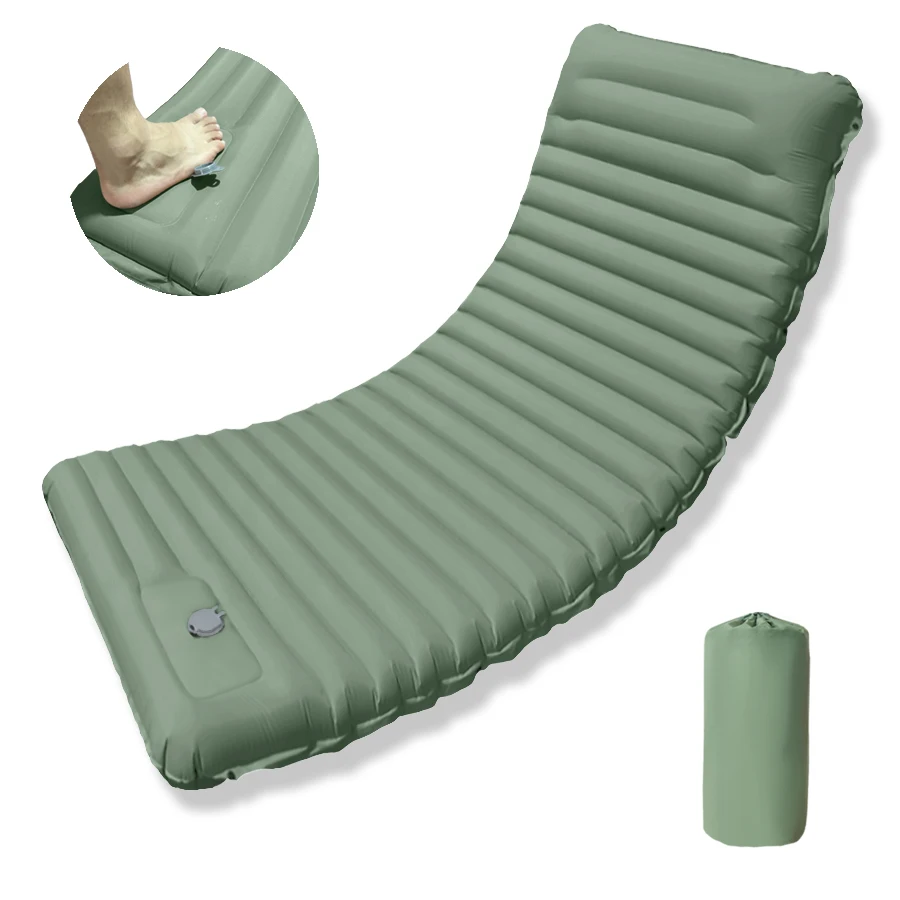 Outdoor Camping Sleeping Pad Folding Sleep Mat Beach Inflat Mattress with Pillows Ultralight Air Mat Travel Hiking New