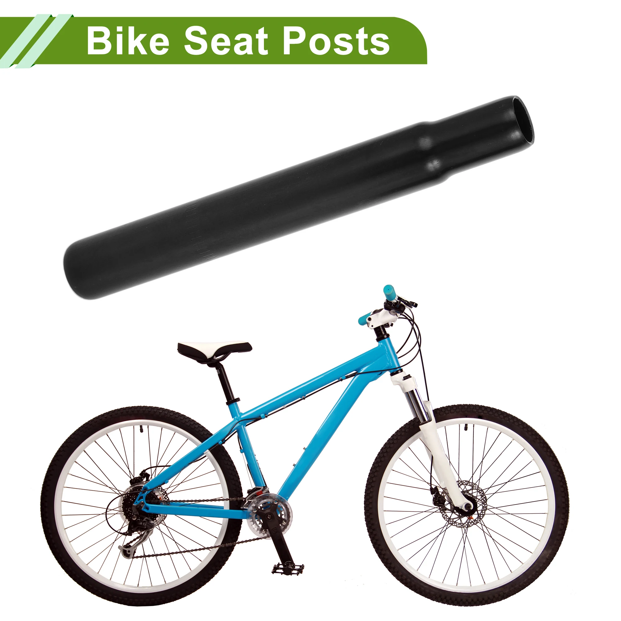 X Autohaux Bike Seat Posts 25.4/27.2/28.6/31.8mm Durable Universal Saddle Post Seat Tube Black Steel Length 200/250/300/350mm