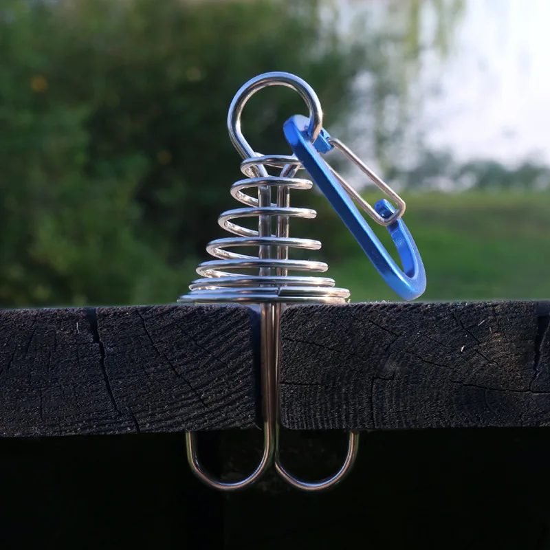 4pcs Outdoor Camping Octopus Wind Rope Fixing Buckle Wooden Deck Gap Fixing Nail with Spring Tent Wind Rope Hook