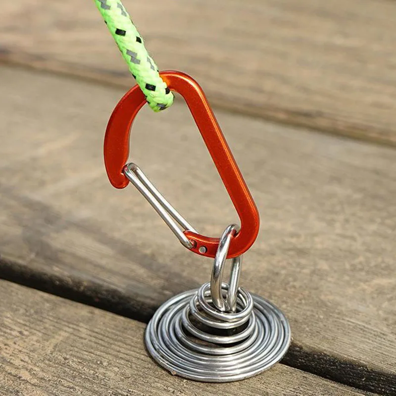4pcs Outdoor Camping Octopus Wind Rope Fixing Buckle Wooden Deck Gap Fixing Nail with Spring Tent Wind Rope Hook