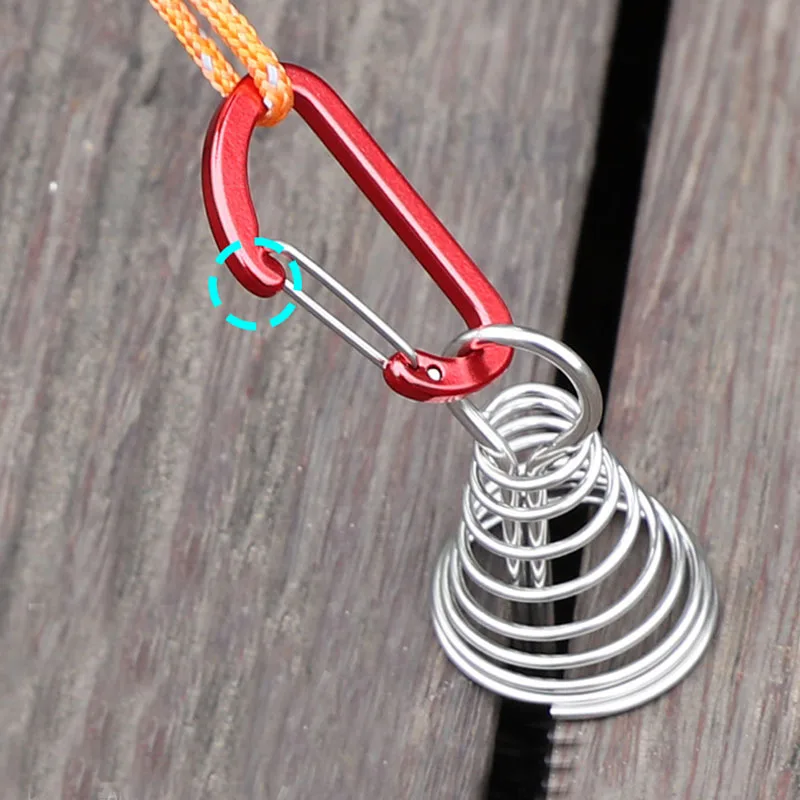 4pcs Outdoor Camping Octopus Wind Rope Fixing Buckle Wooden Deck Gap Fixing Nail with Spring Tent Wind Rope Hook