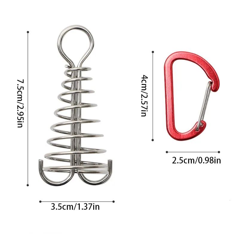 4pcs Outdoor Camping Octopus Wind Rope Fixing Buckle Wooden Deck Gap Fixing Nail with Spring Tent Wind Rope Hook