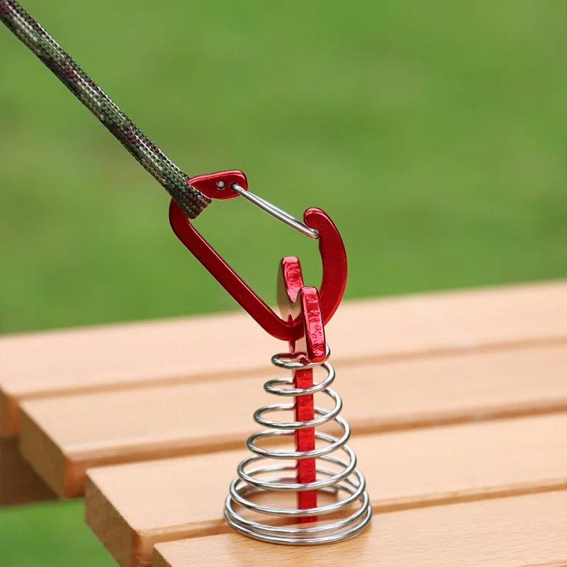 4pcs Outdoor Camping Octopus Wind Rope Fixing Buckle Wooden Deck Gap Fixing Nail with Spring Tent Wind Rope Hook