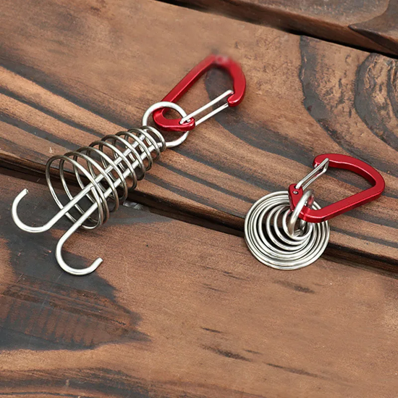 4pcs Outdoor Camping Octopus Wind Rope Fixing Buckle Wooden Deck Gap Fixing Nail with Spring Tent Wind Rope Hook